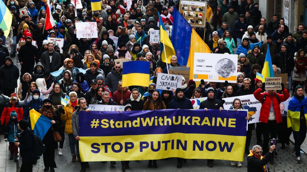 Protesto na Polônia contra a Rússia