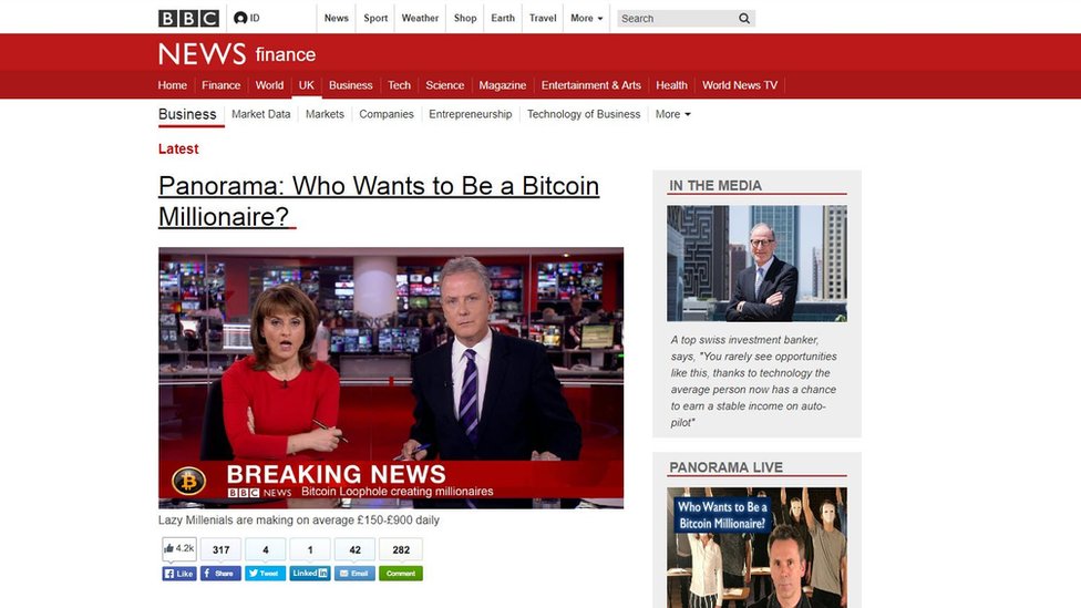 Fake Bbc News Page Used To Promote Bitcoin Themed Scheme Bbc News 