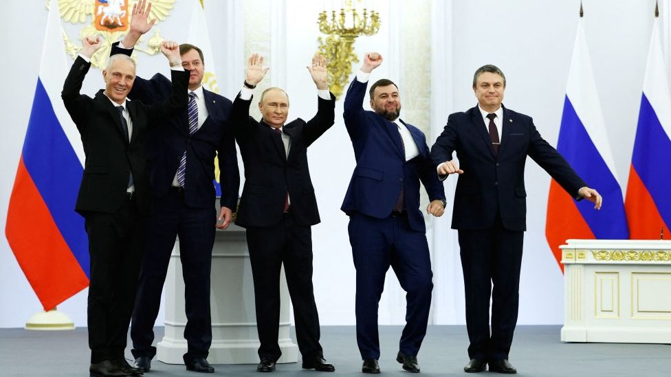 普京與佔領區內由莫斯科安插的領導人