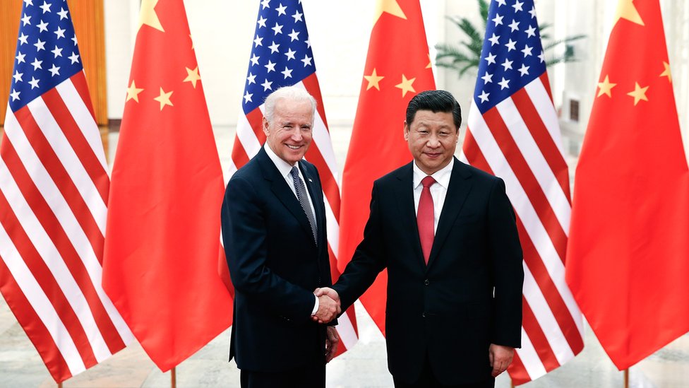 BEIJING, CHINA - DECEMBER 04: Chinese President Xi Jinping (R) shake hands with U.S Vice President Joe Biden (L) inside the Great Hall of the People on December 4, 2013 in Beijing, China. U.S Vice President Joe Biden will pay an official visit to China from December 4 to 5. (Photo by Lintao Zhang/Getty Images)