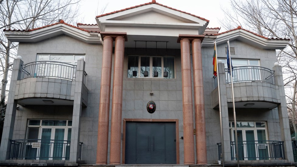 A general view of the Lithuanian embassy in Beijing, China December 15, 2021