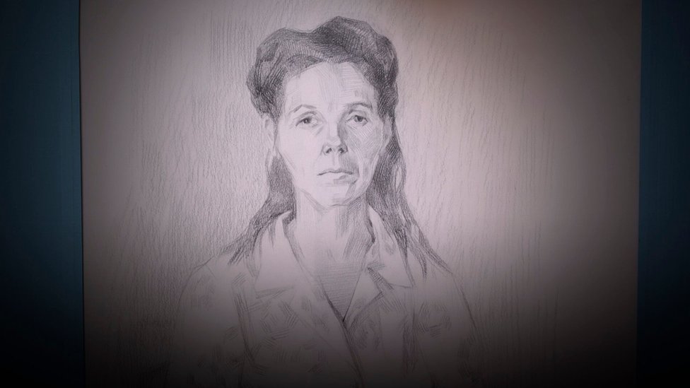 Dibujo a lápiz de Liudmila por su hija Alevtina Kakhidze