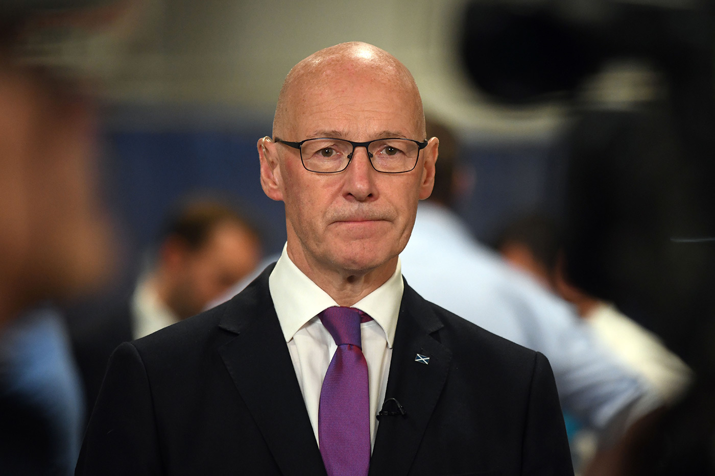 Scottish First Minister and SNP leader John Swinney reacts at the count at the Ice Hall in Perth, Scotland - 5 July 2024