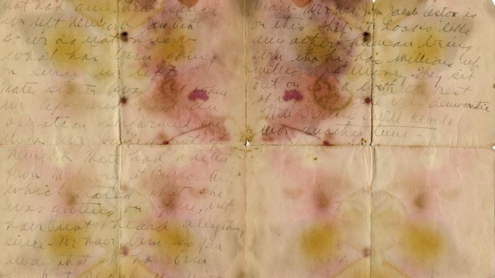 La carta, escrita por Oscar Holverson, estaba dirigida a su madre. (Foto: Henry Aldridge & Son) La carta del Titanic subastada (Foto: Henry Aldridge & Son)