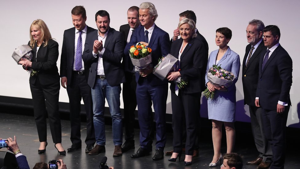 En 2017, varios líderes nacionalistas europeos se encontraron en una conferencia en Koblenz, Alemania.