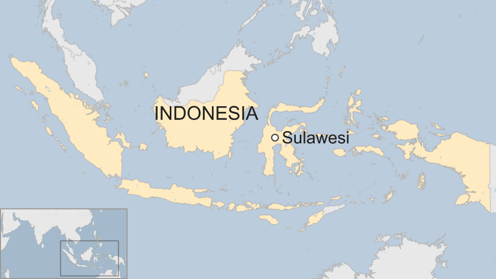 A BBC map showing the location of Sulawesi, an Indonesian island