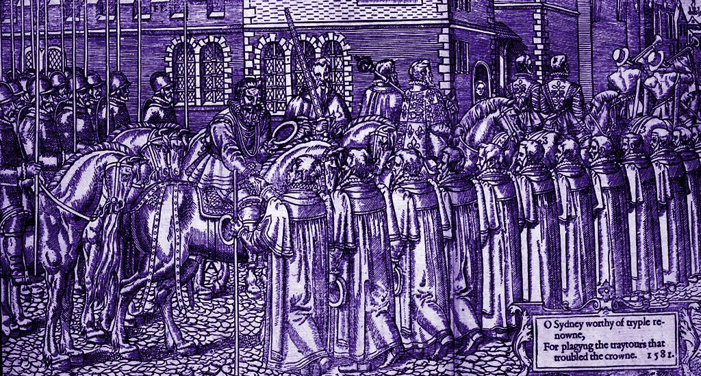 Sir Henry Sidney regresa triunfante al Castillo de Dublín, tras reprimir una rebelión encabezada por el conde de Clanricarde y sus hijos en 1576.