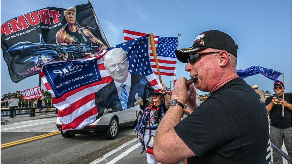 Trump supporters rallied outside Mar-a-Lago on Tuesday