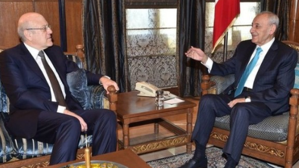 رئيس الحكومة اللبنانية نجيب ميقاتي مع رئيس مجلس النواب اللبناني نبيه بري