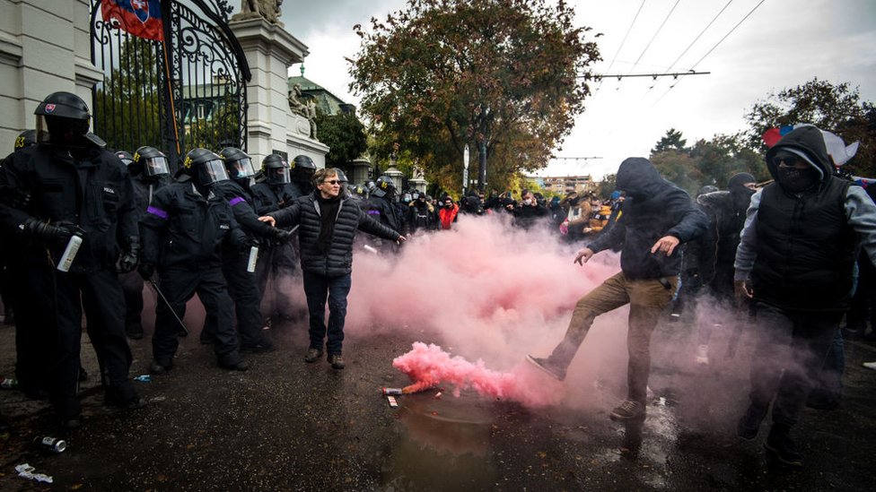 Protesters in Bratislava