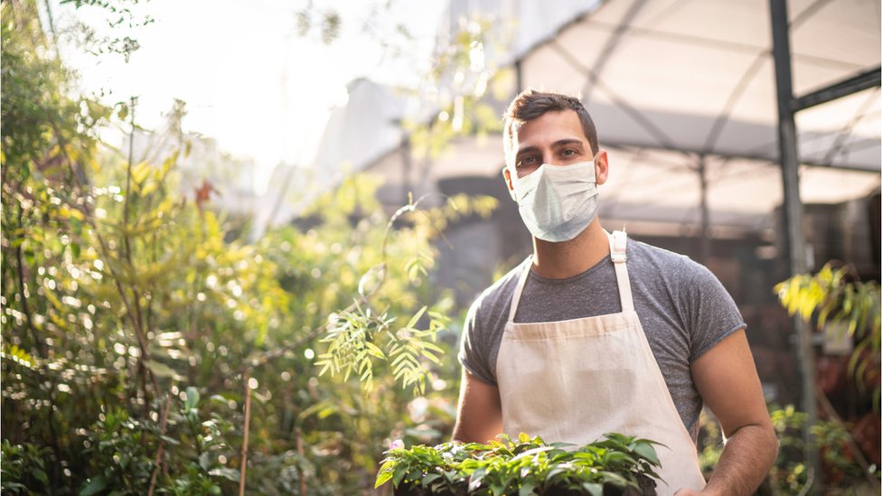 A garden centre worker