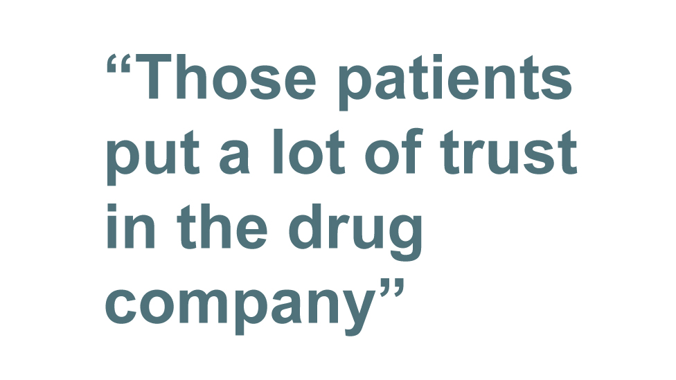 Цитата: Эти пациенты очень доверяют фармацевтической компании