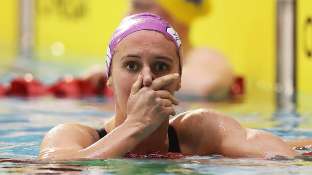 Jazz Carling wins the 400m Freestyle at the 2016 British Swimming Championships.