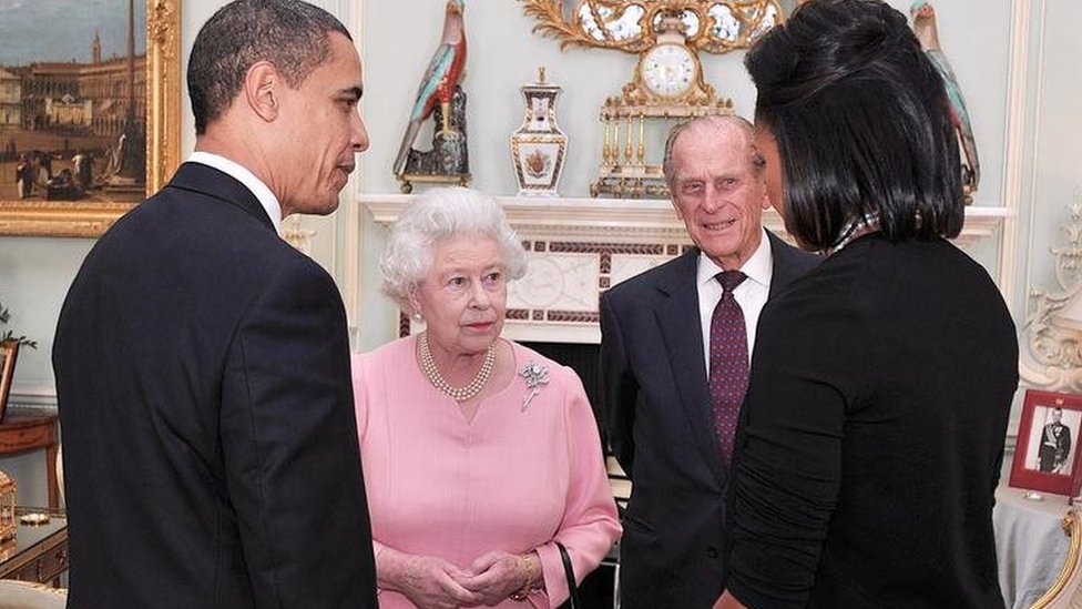 Barack Obama, Kraliçe Elizabeth, Prens Philip ve Michelle Obama