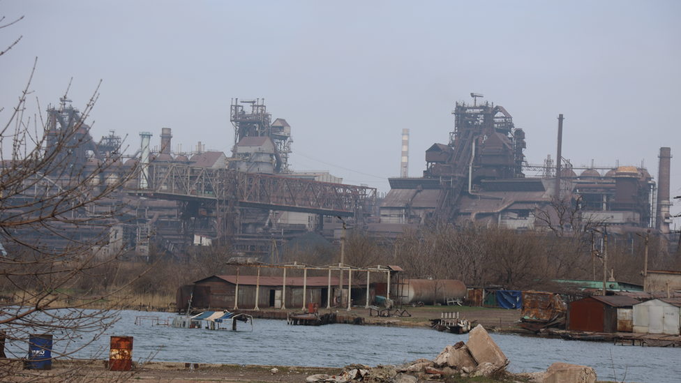 A view of the sea fishing port near Azovstal factory in Mariupol, Ukraine. Photo: 9 April 2022