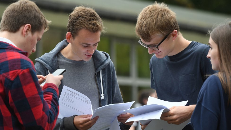 Students opening their A-level results