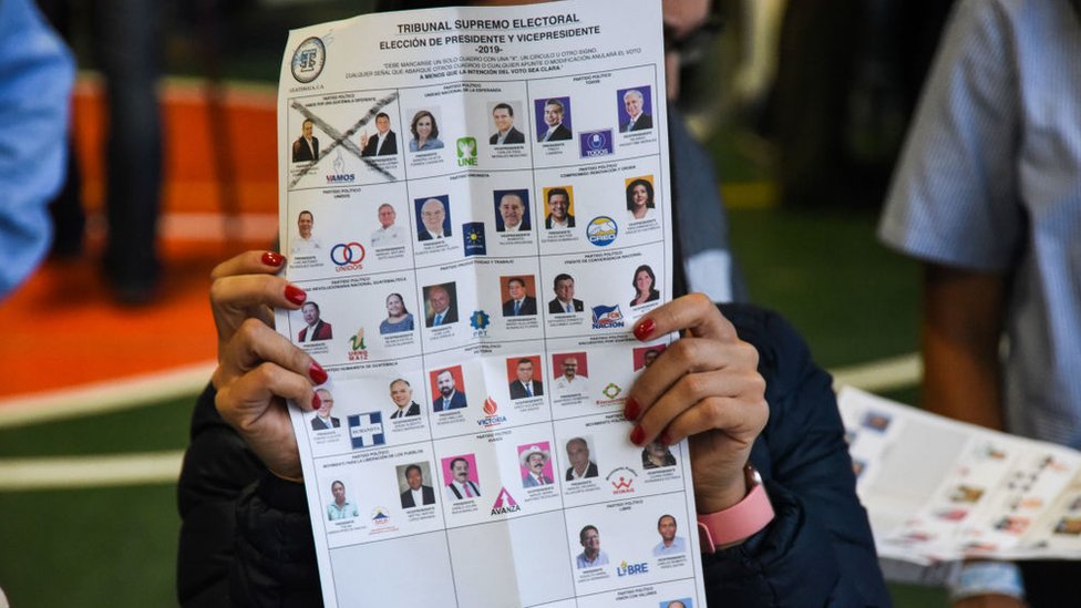 Boleta electoral de los comicios en Guatemala