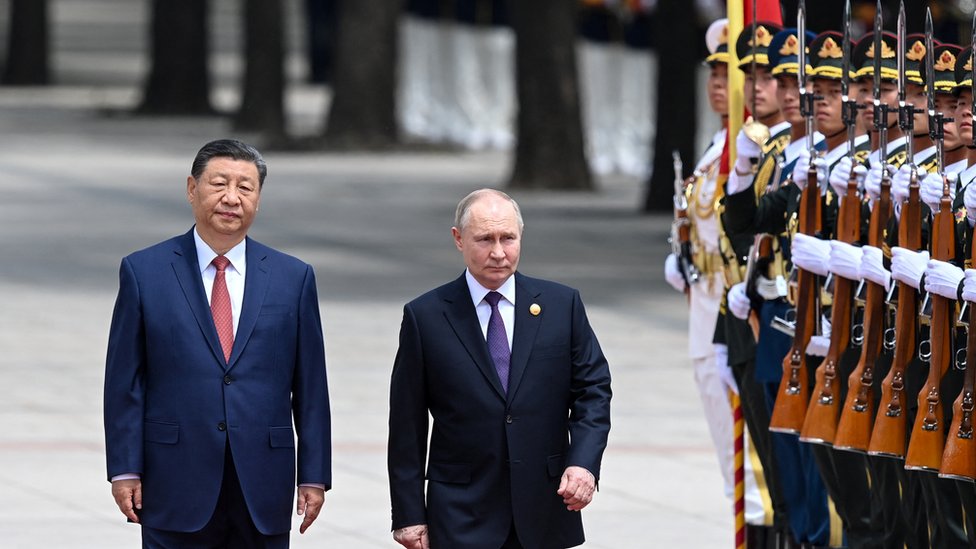2024年5月16日，普京在北京出席訪華的正式歡迎儀式。