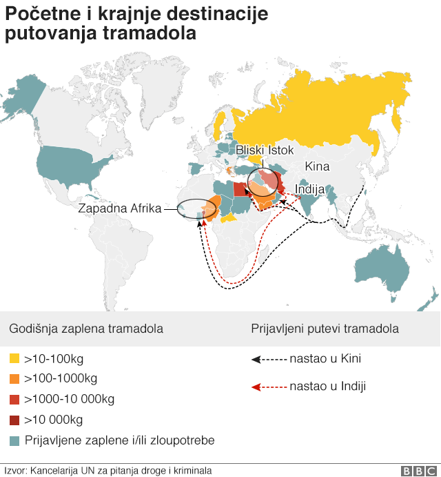 Grafikon: rasprostranjenost tramadola