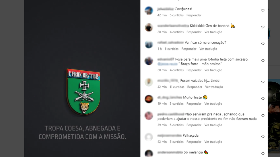 Usuários xingam Exército em publicação no Instagram