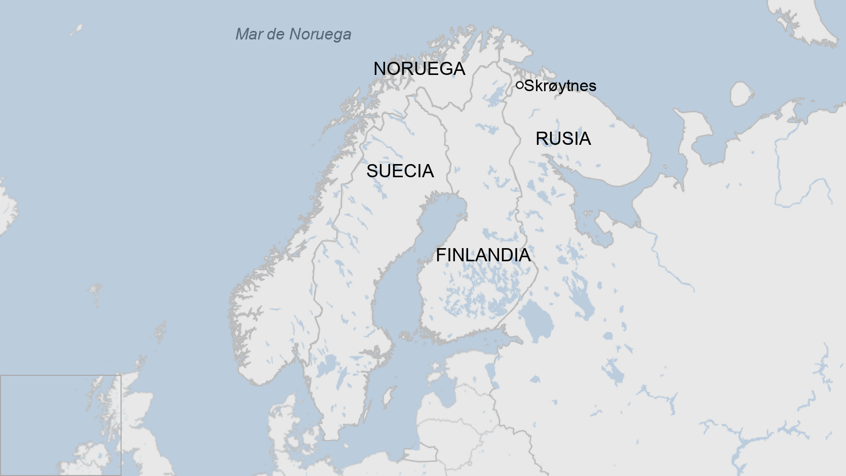 Mapa del norte de Noruega.