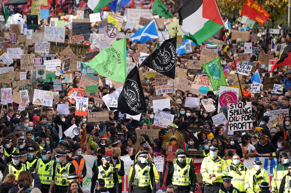 Manifestantes en Glasgow