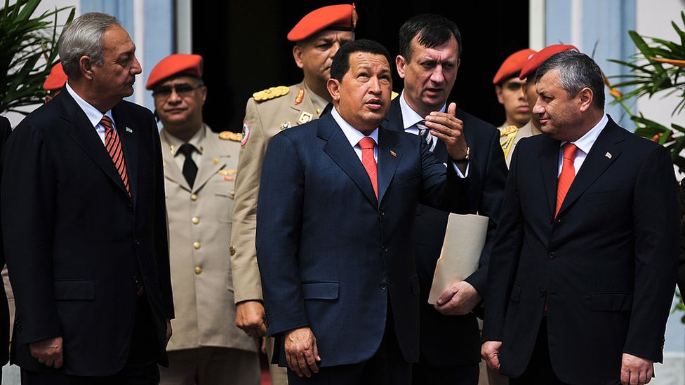 Chávez con los presidentes de Abjasia y Osetia del Sur.