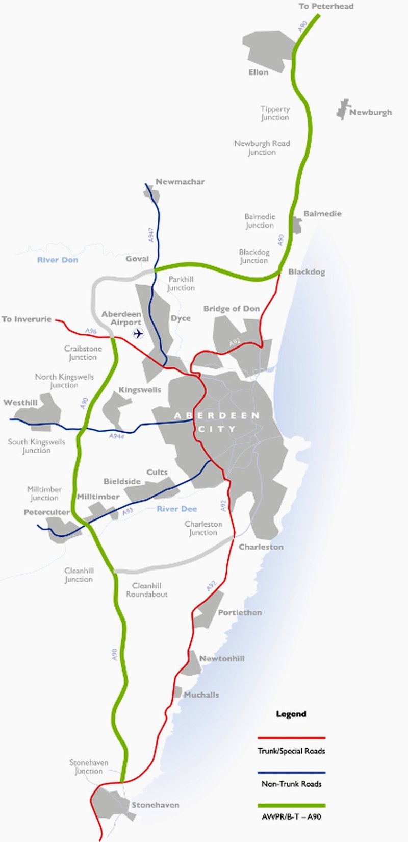 Карта объездной дороги Абердина