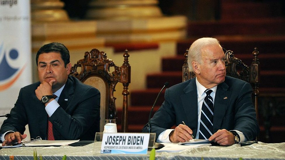 Juan Orlando Hernández, Joe Biden. Guatemala, marzo 2, 2015