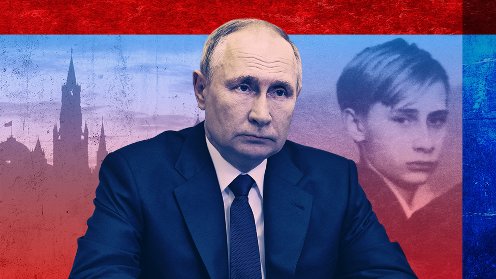 Un montaje de Putin hoy y cuando era joven