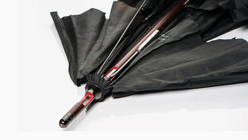 A replica of the weapon disguised as an umbrella that killed a BBC World Service journalist