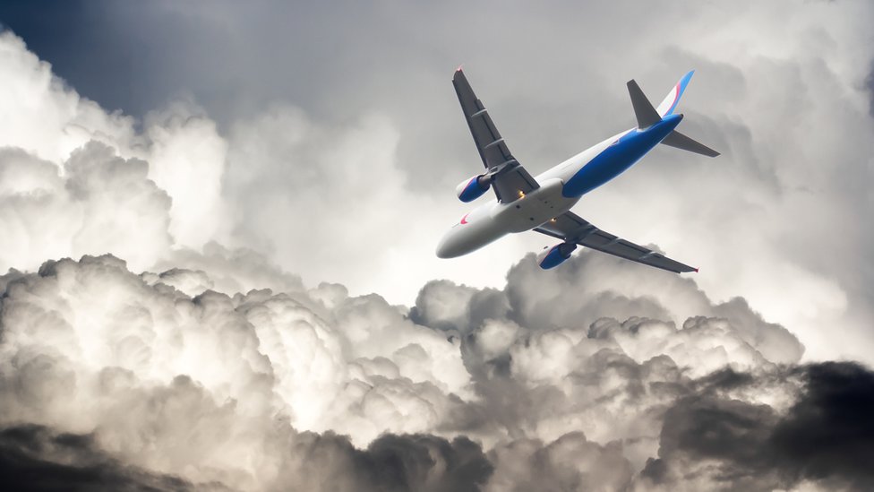 plane in storm