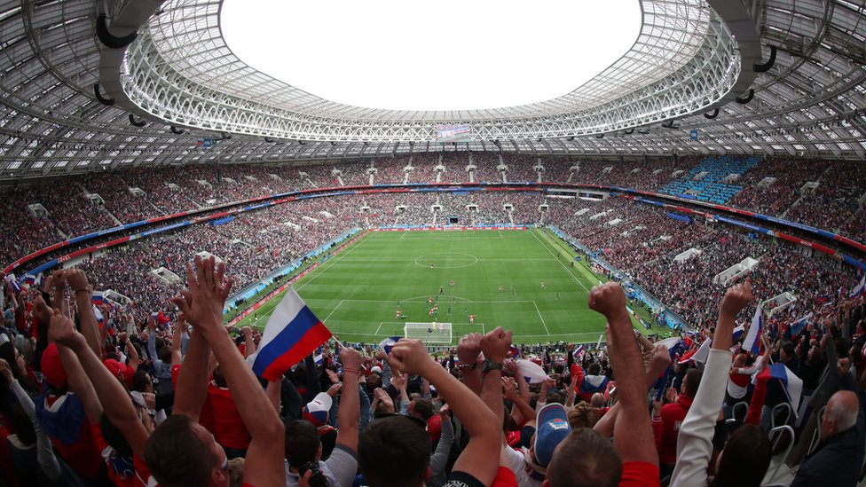 Rusia celebra su primer gol de la Copa del Mundo.