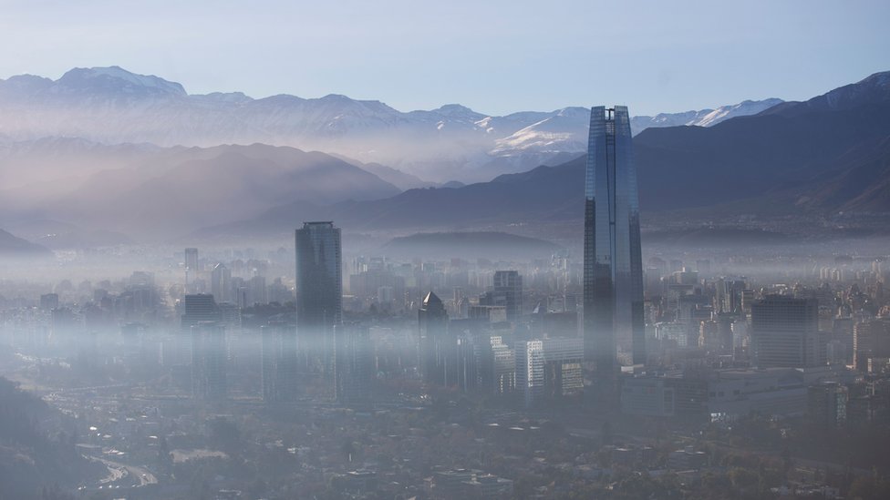 The buildings of downtown Los Angeles are partially obscured in the late afternoon on 5 November 2019 as seen from Pasadena, California.