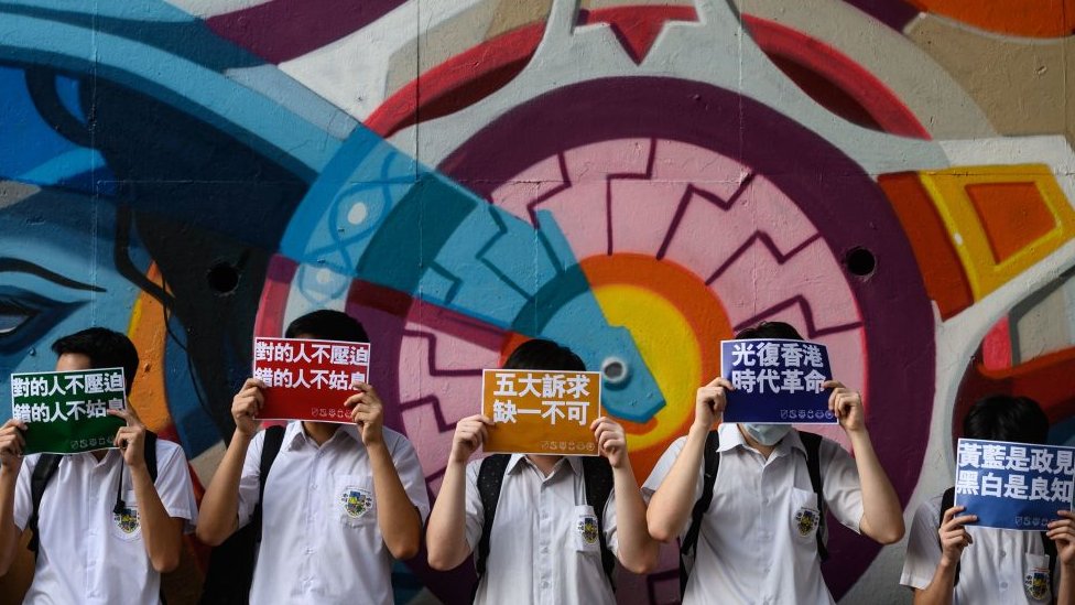 香港抗議活動中，參與示威的學生佔了很大的比重（資料圖片）。