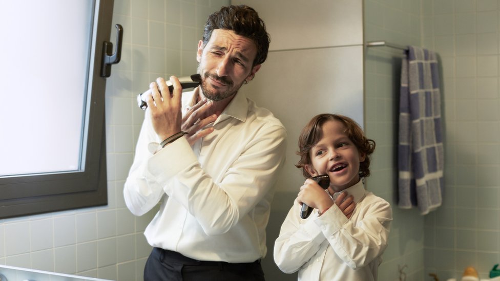  ] father and son shave 