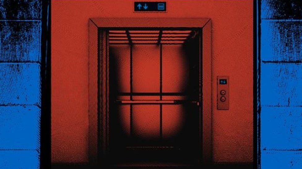 Ilustración de un ascensor.