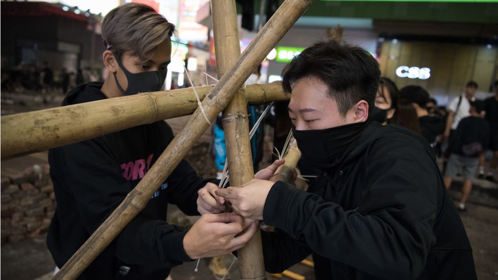 Manifestantes en Hong Kong. Manifestantes en Hong Kong.