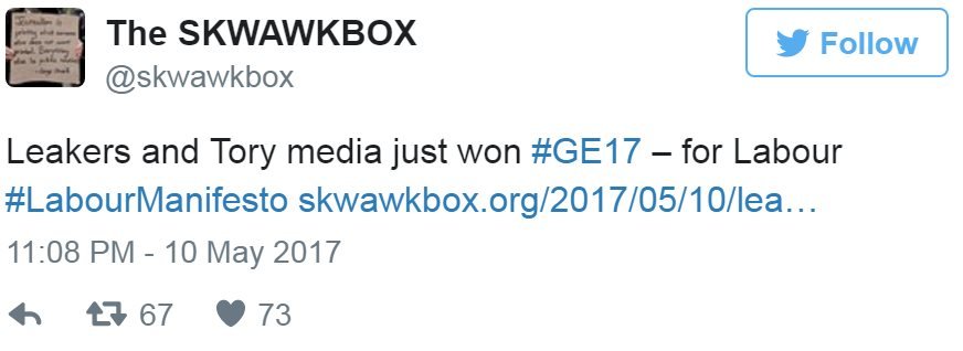 Скриншот твита @skwawkbox
