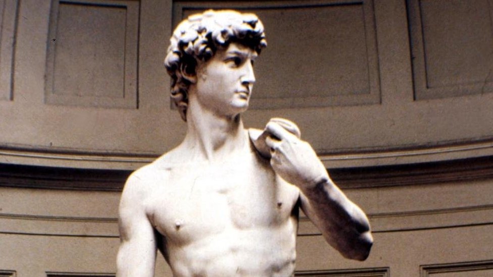 A picture of Michelangelo's statue of David