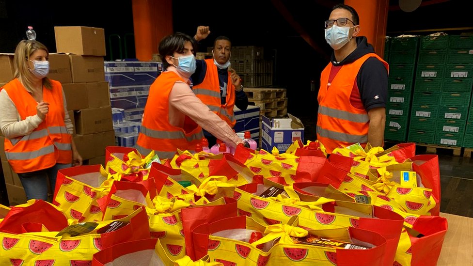 Volunteers at the food bank