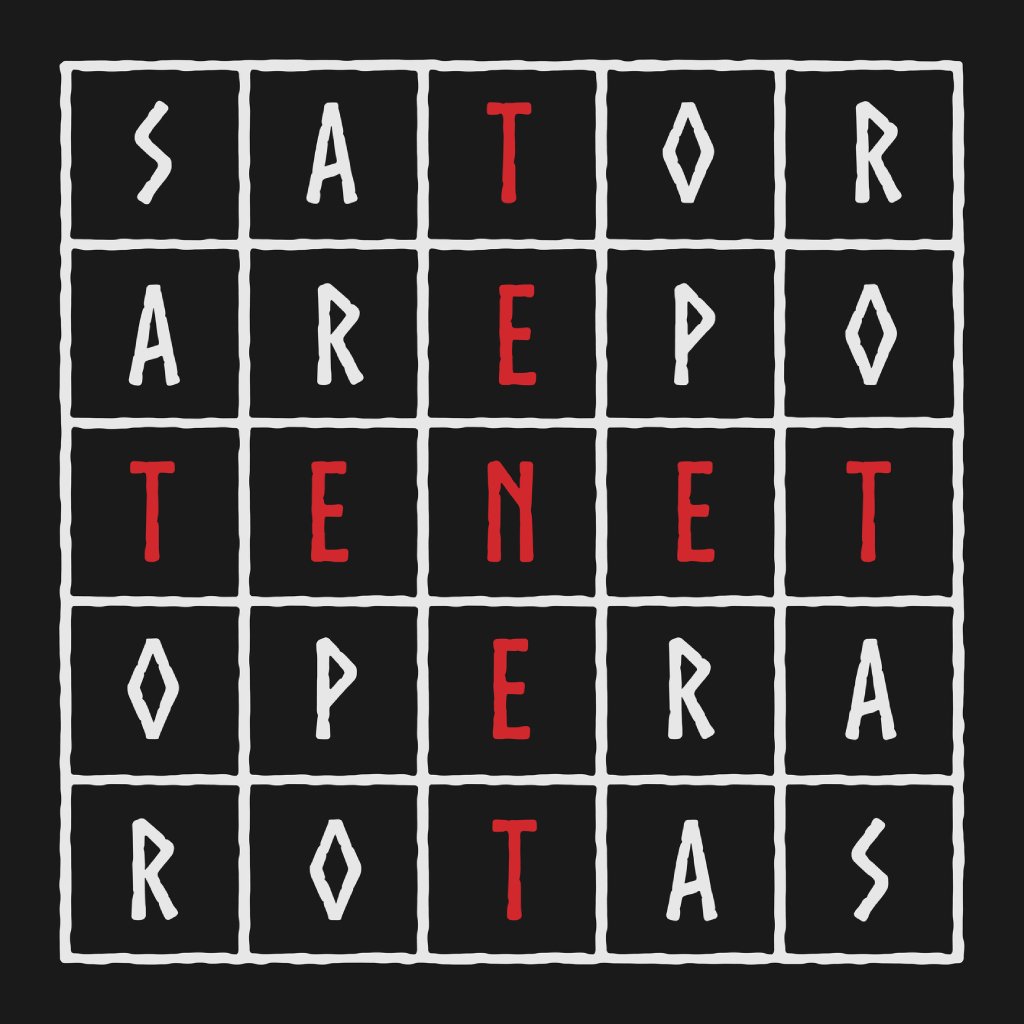El cuadrado de Sator con las palabras TENET en rojo