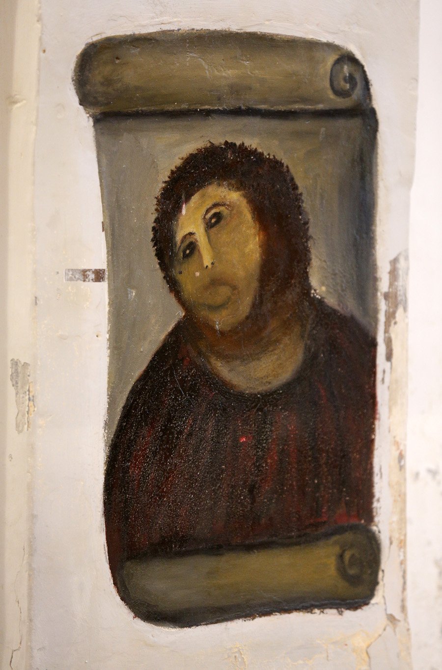 El Ecce Homo restaurado por Cecilia Giménez en el Santuario de la Misericordia en Borja, España