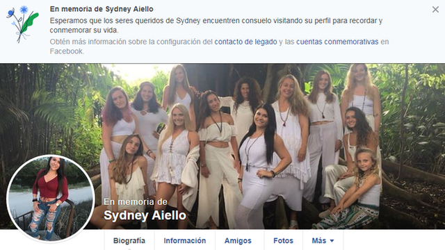 Página de Facebook de Sydney Aiello