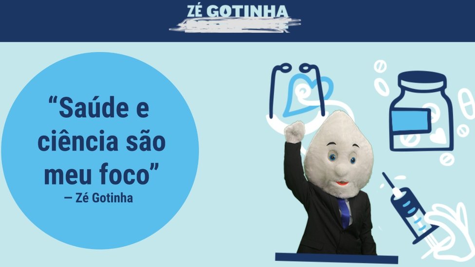 Material promocional da campanha fictícia 'Zé Gotinha Presidente'