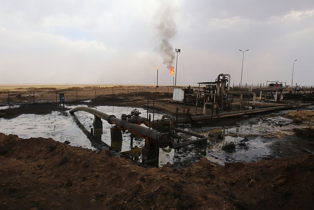 Campo petrolero en el noreste de Siria.