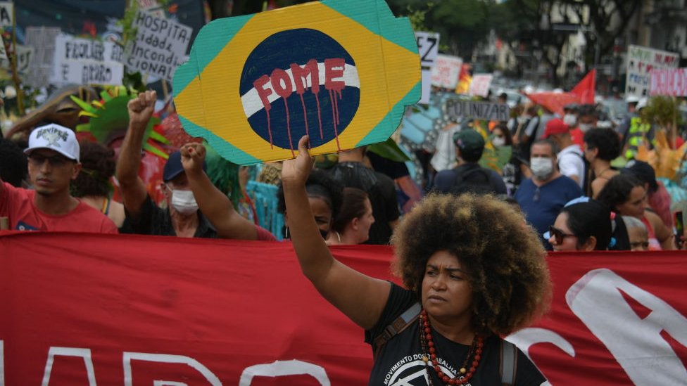 Protesto contra a fome em São Paulo em abril de 2022