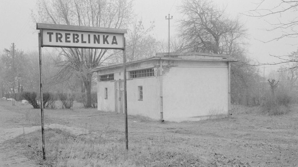 Treblinka railroad stop, The discontinued railroad stop at the village of Treblinka once saw the deportation transports pass through on their way to Treblinka II, a Nazi concentration camp and extermination camp in operation during World War II. Over 700, 000 prisoners were killed , 1988, Treblinka, Poland.