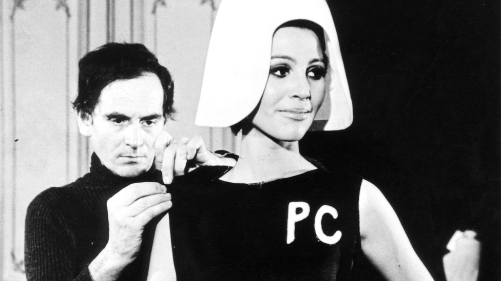 Pierre Cardin with a model in the 1960s