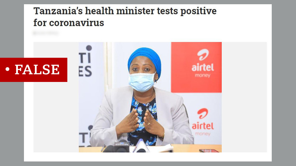 Снимок экрана с изображением министра здравоохранения Танзании